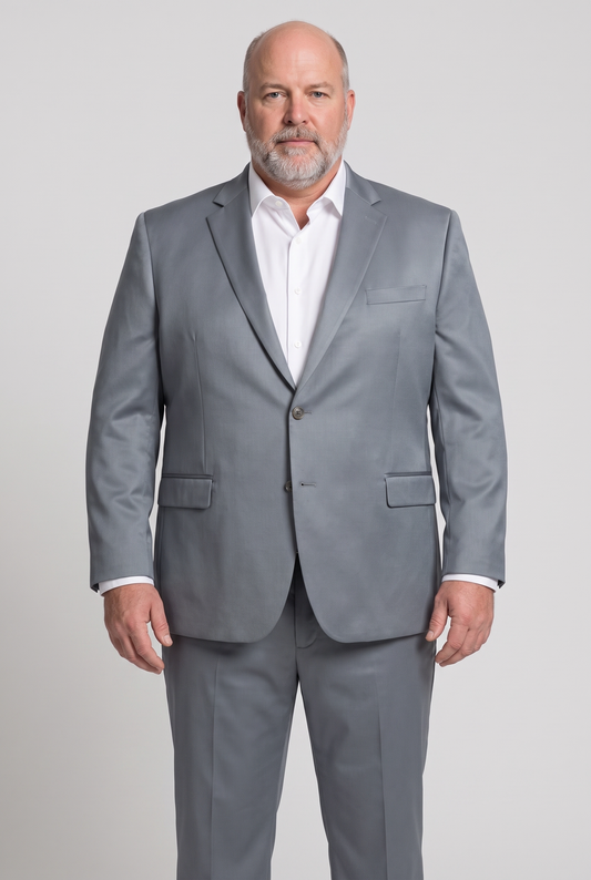 Costume Plus Size Slim Italiano Poliviscose - Cinza Aço