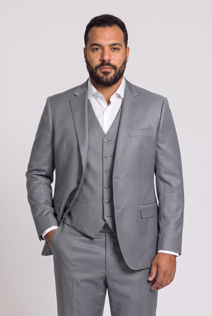 Terno Plus Size Slim Italiano Poliviscose - Cinza Aço