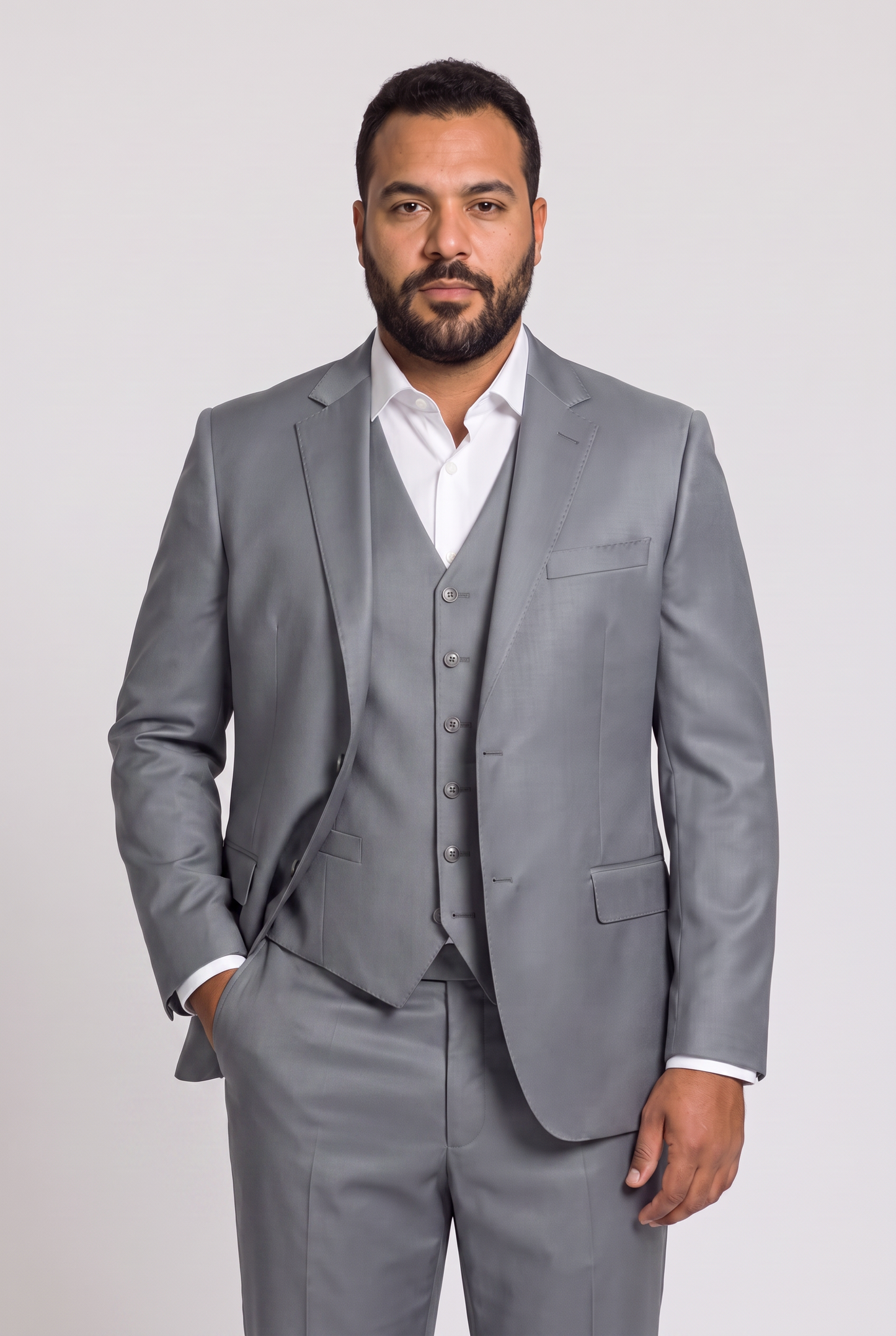Colete Plus Size Slim Italiano Poliviscose - Cinza Aço