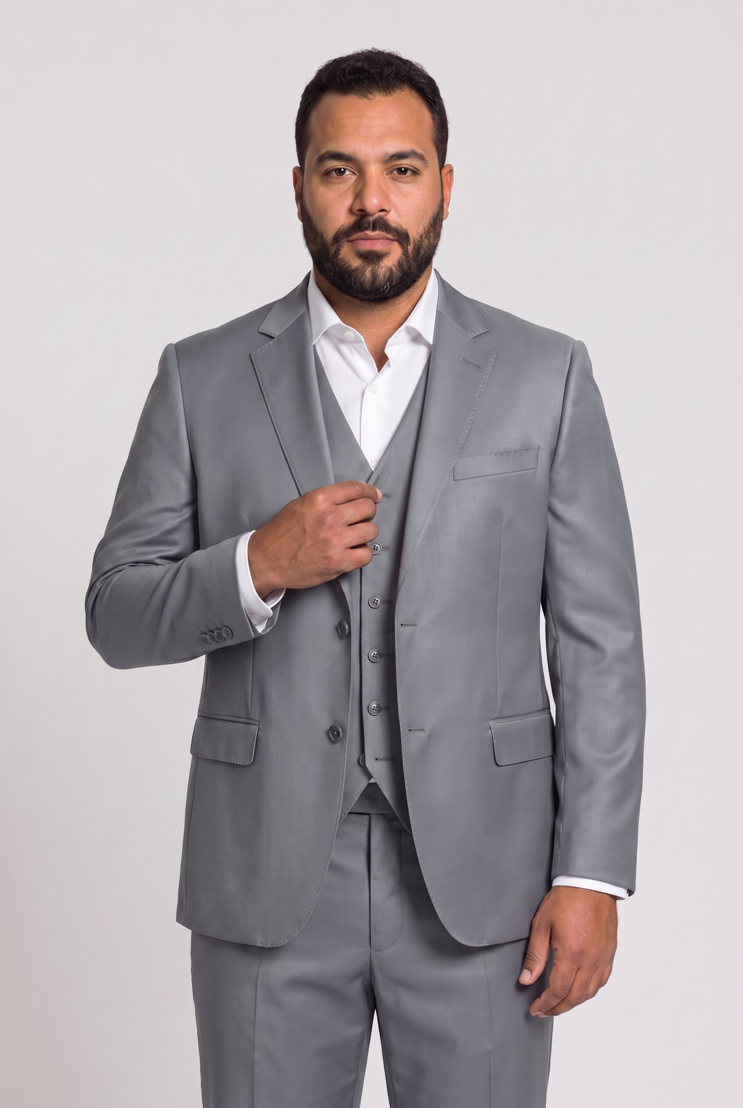 Colete Plus Size Slim Italiano Poliviscose - Cinza Aço
