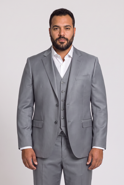 Terno Plus Size Slim Italiano Poliviscose - Cinza Aço