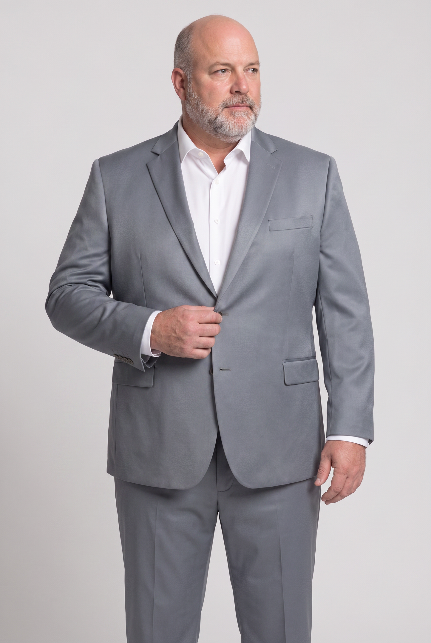 Costume Plus Size Slim Italiano Poliviscose - Cinza Aço