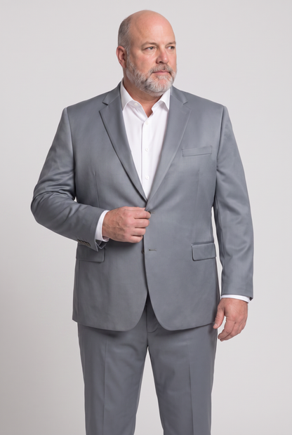 Costume Plus Size Slim Italiano Poliviscose - Cinza Aço