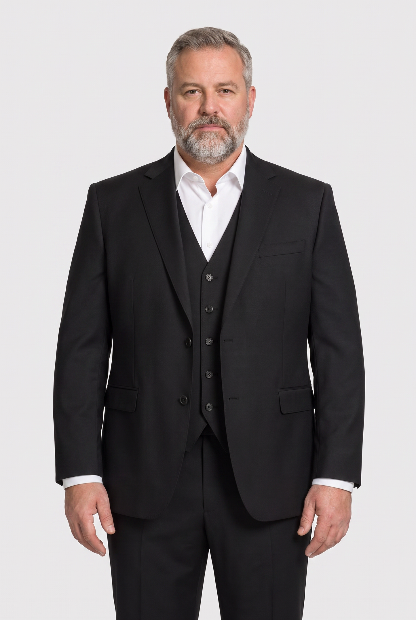 Terno Plus Size Slim Italiano Lã Fria - Preto