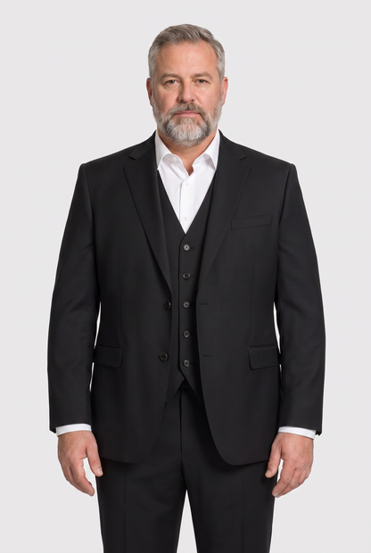 Terno Plus Size Slim Italiano Lã Fria - Preto