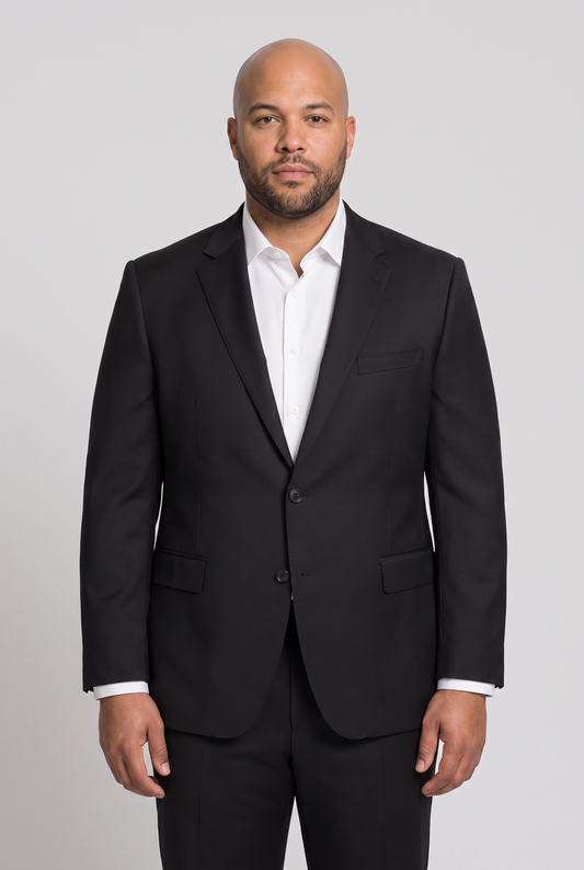 Costume Plus Size Slim Italiano Lã Fria - Preto