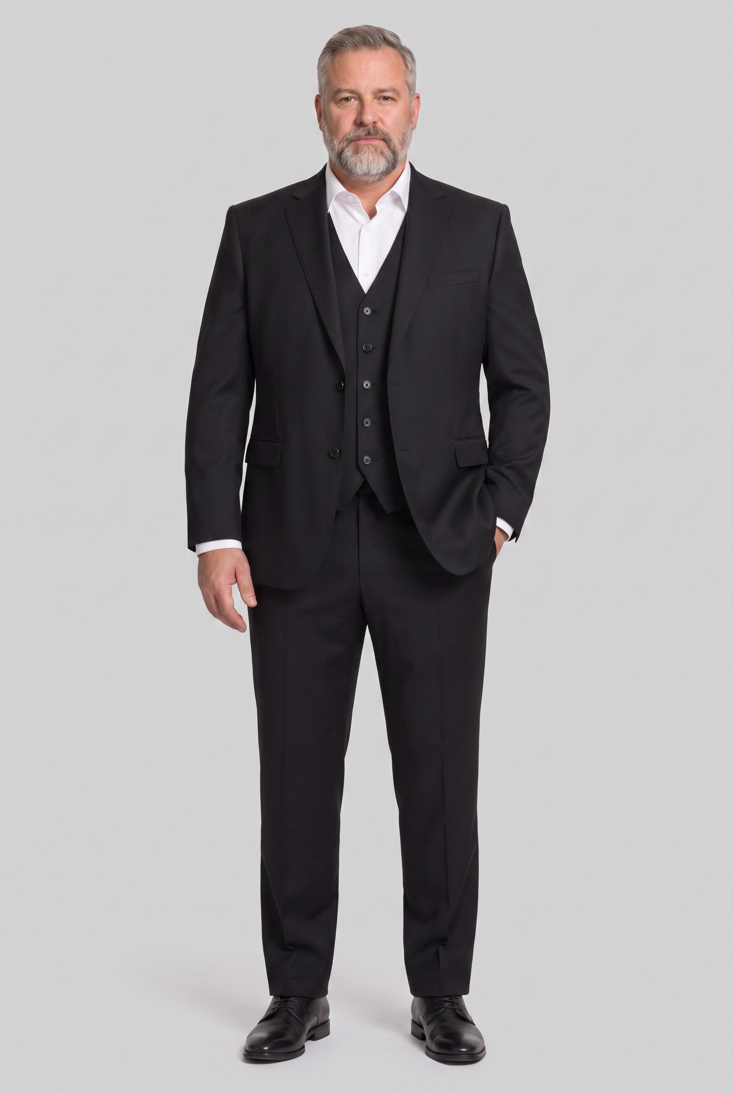 Terno Plus Size Slim Italiano Lã Fria - Preto