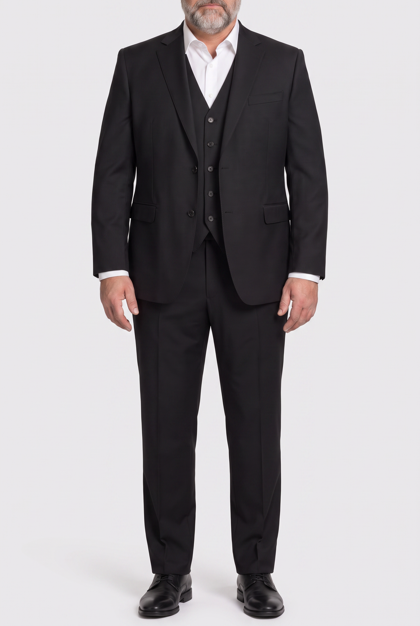 Terno Plus Size Slim Italiano Lã Fria - Preto