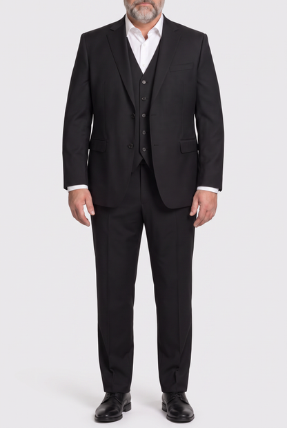 Terno Plus Size Slim Italiano Lã Fria - Preto