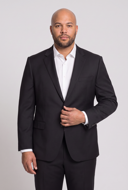 Costume Plus Size Slim Italiano Lã Fria - Preto