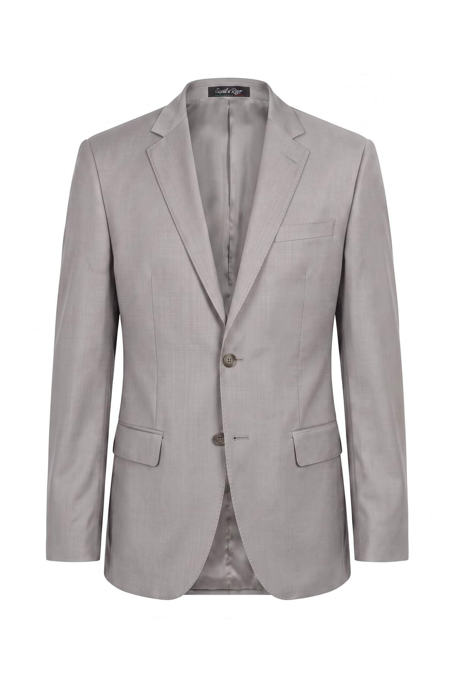 Costume Plus Size Slim Italiano Lã Fria - Cinza Claro