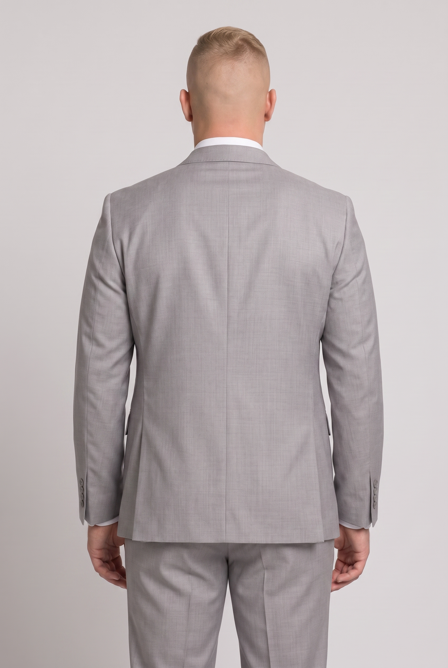 Terno Plus Size Slim Italiano Lã Fria - Cinza Claro