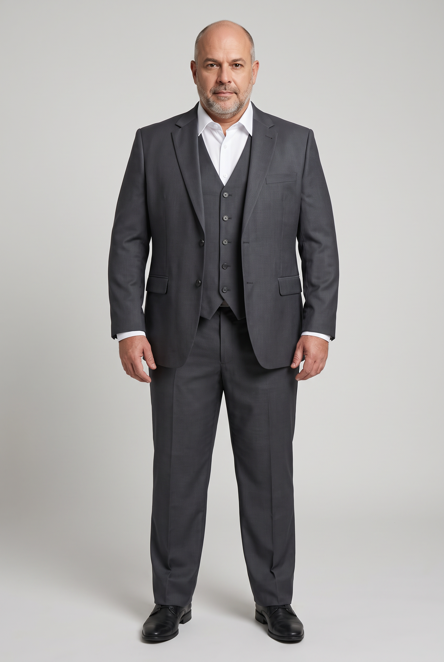 Terno Plus Size Slim Italiano Lã Fria - Grafite