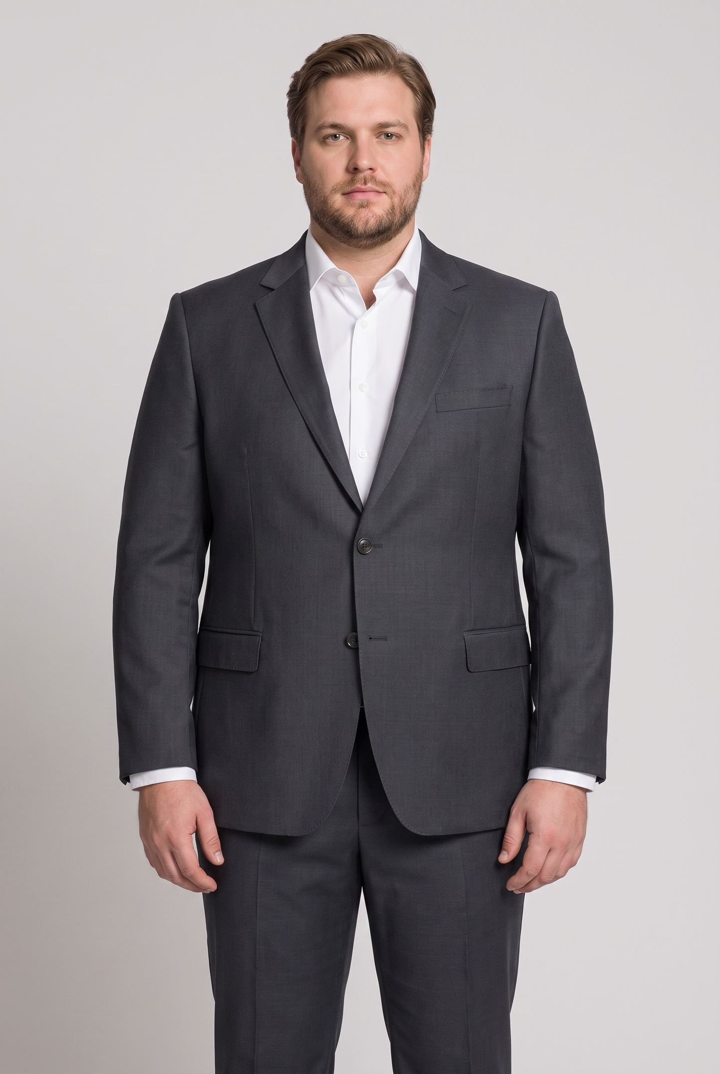 Costume Plus Size Slim Italiano Lã Fria - Grafite