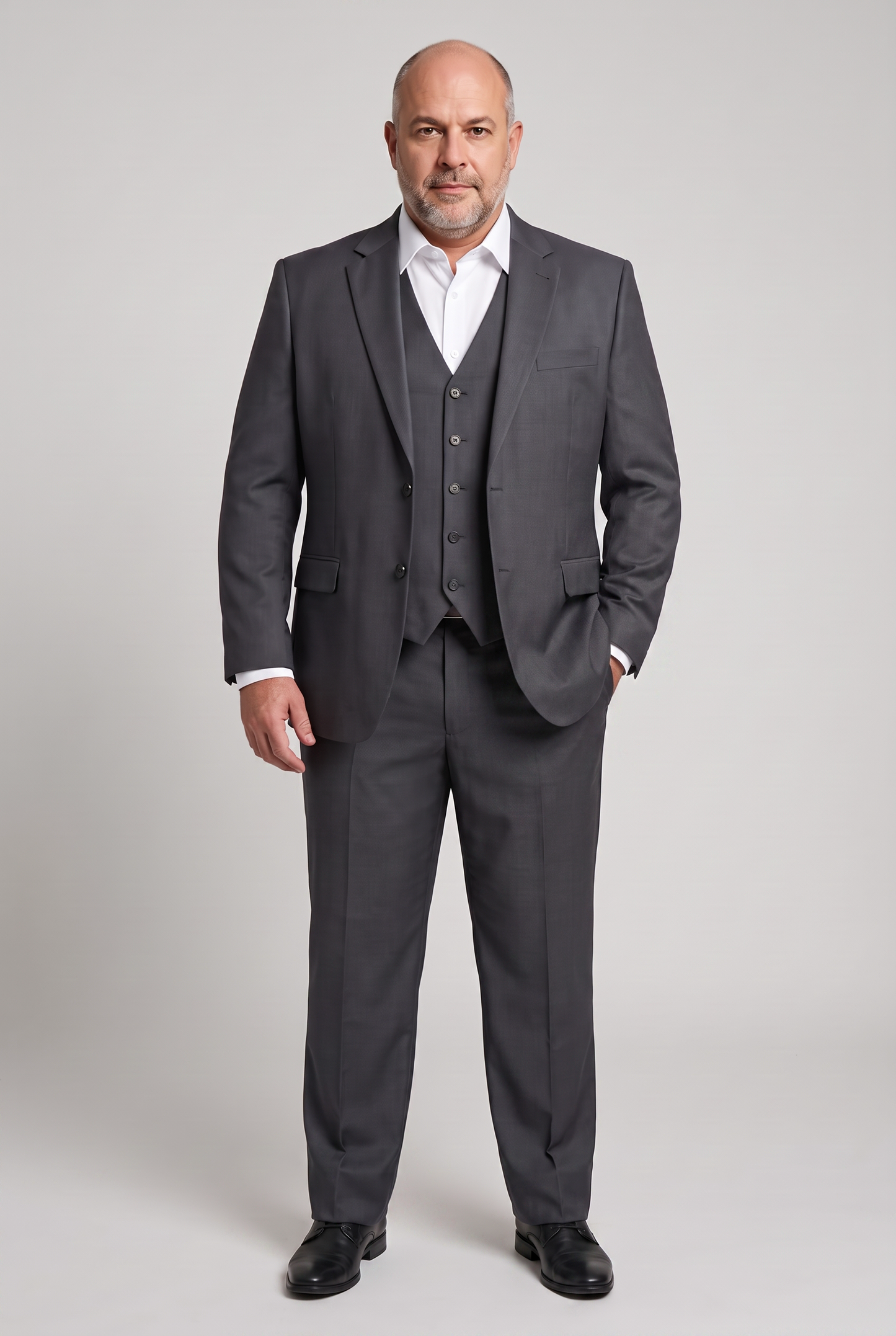 Terno Plus Size Slim Italiano Lã Fria - Grafite