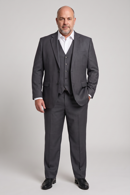 Terno Plus Size Slim Italiano Lã Fria - Grafite