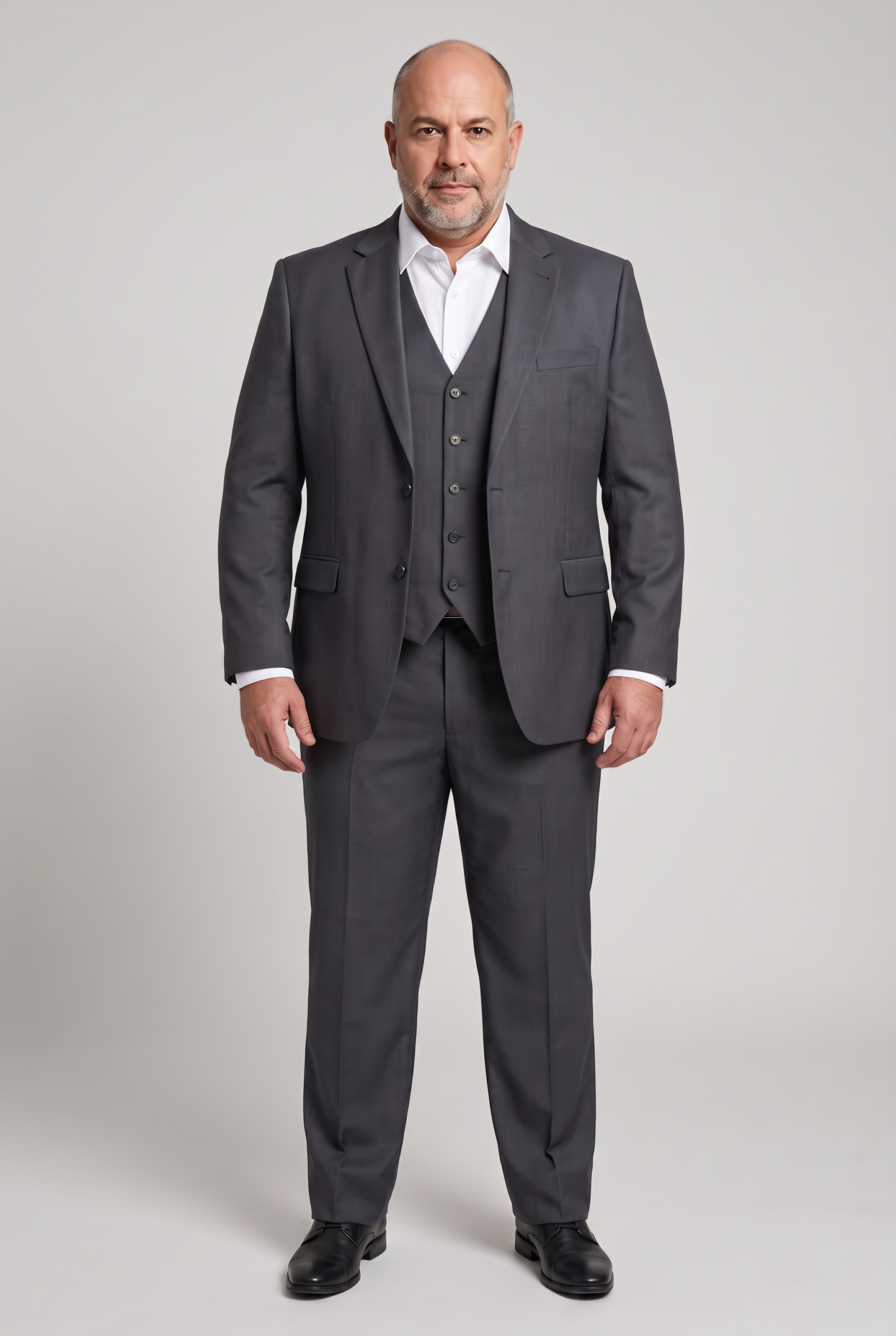 Terno Plus Size Slim Italiano Lã Fria - Grafite