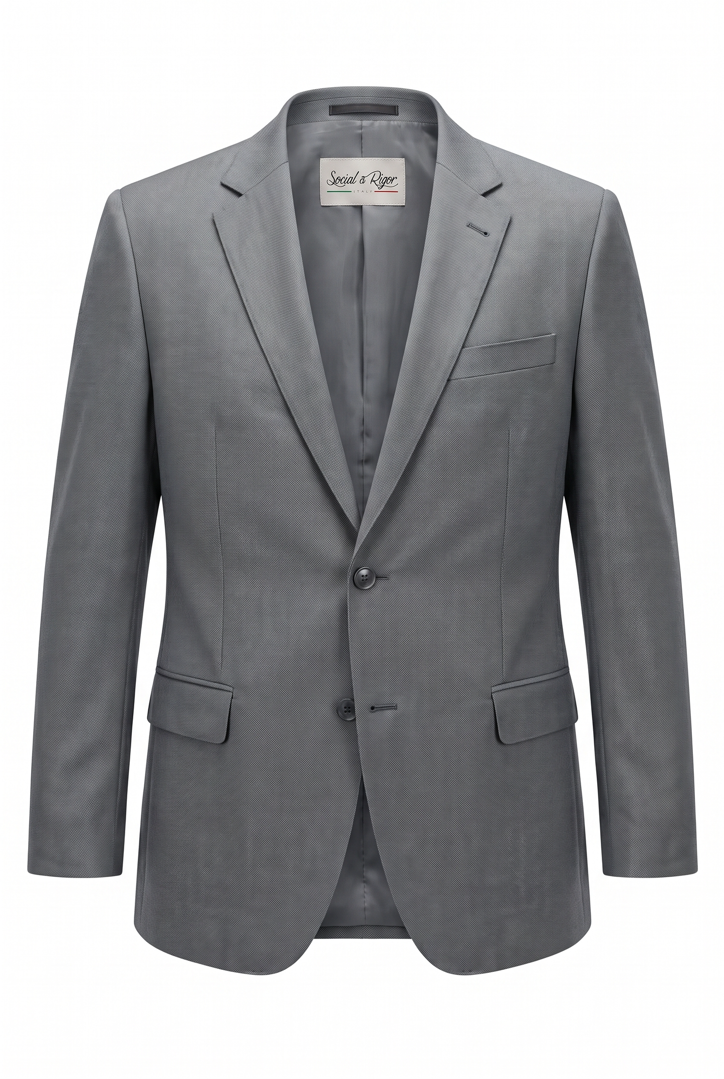 Costume Plus Size Slim Italiano Lã Fria - Cinza Aço