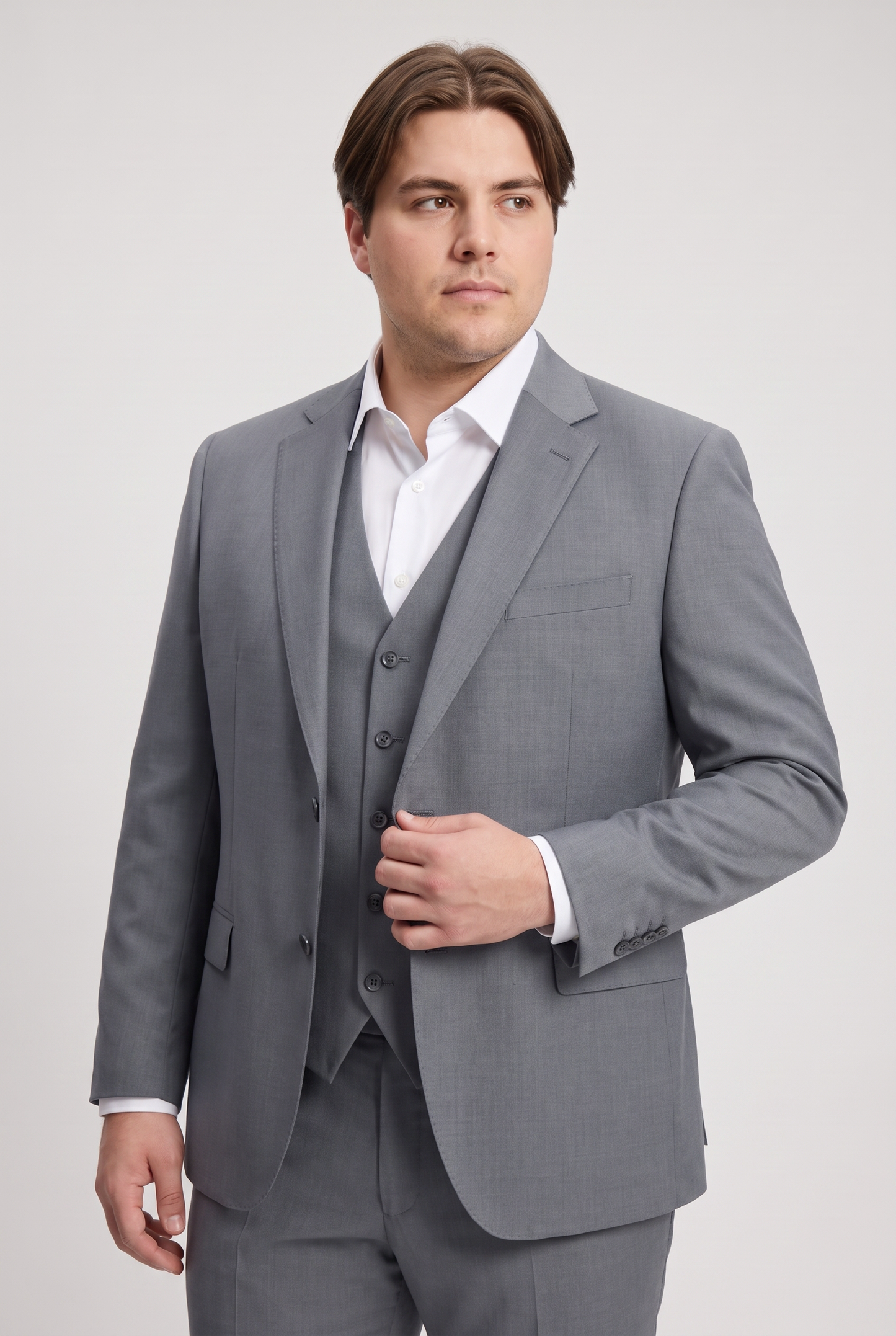 Terno Plus Size Slim Italiano Lã Fria - Cinza Aço