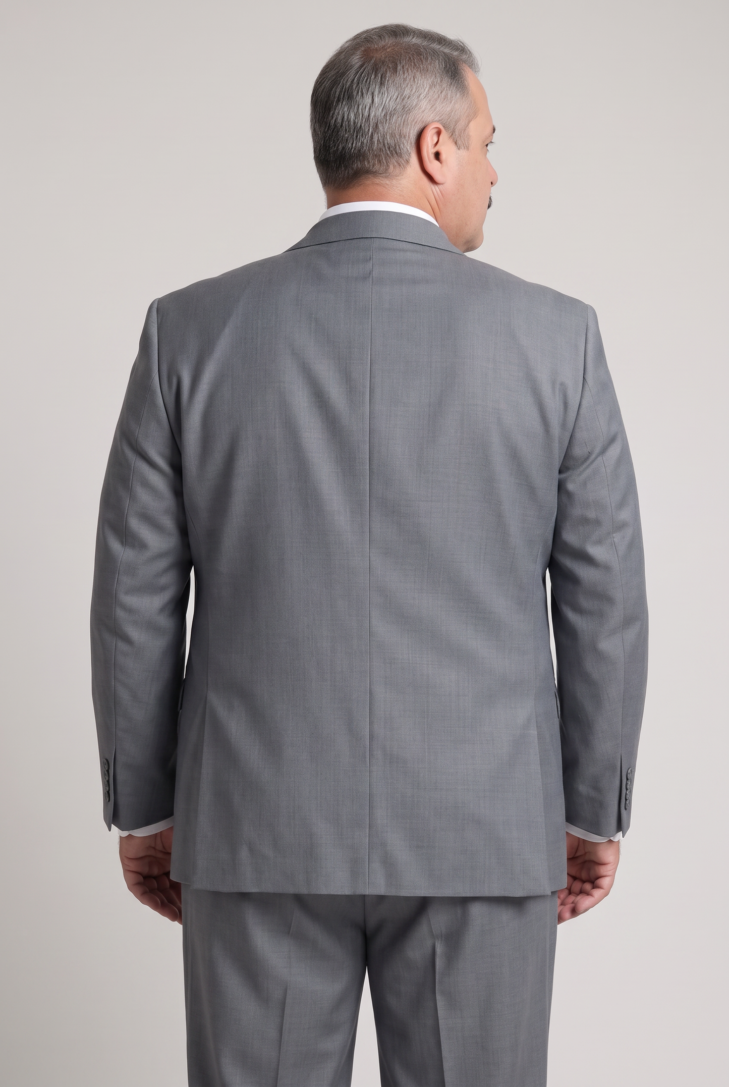Costume Plus Size Slim Italiano Lã Fria - Cinza Aço