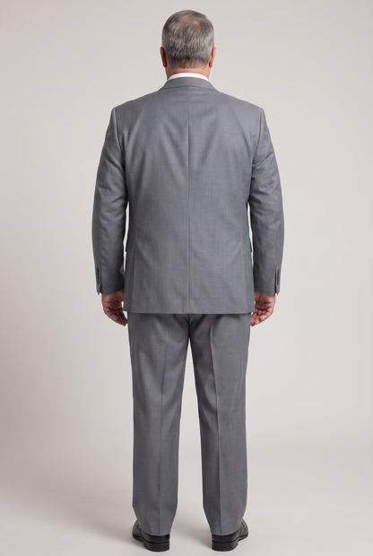 Costume Plus Size Slim Italiano Lã Fria - Cinza Aço