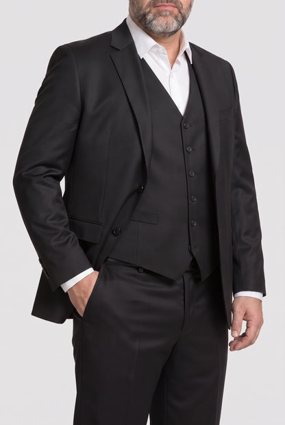 Terno Plus Size Slim Italiano Poliviscose - Preto