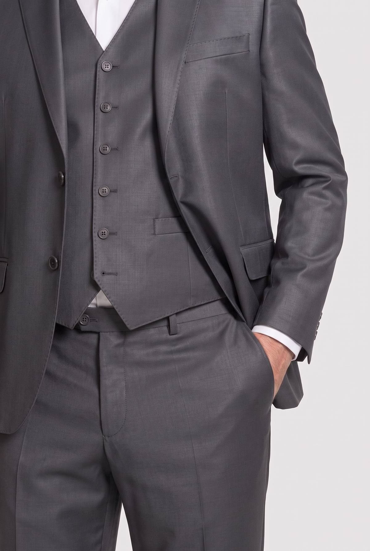 Terno Plus Size Slim Italiano Poliviscose - Chumbo