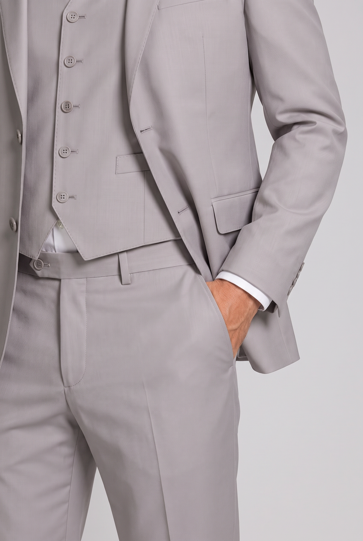 Terno Slim Italiano Poliviscose - Cinza Claro