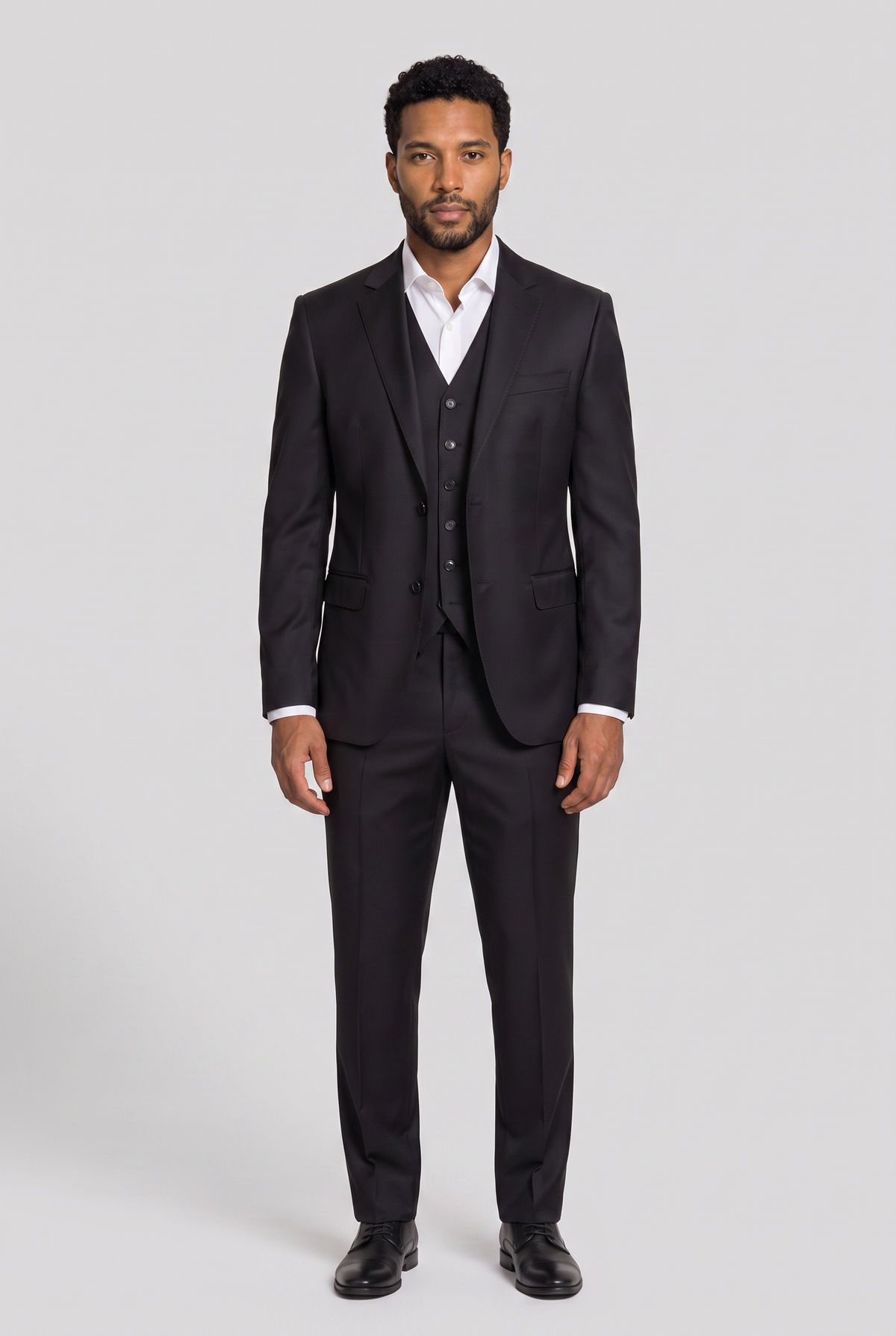 Terno 3 pecas preto poliviscose - frente