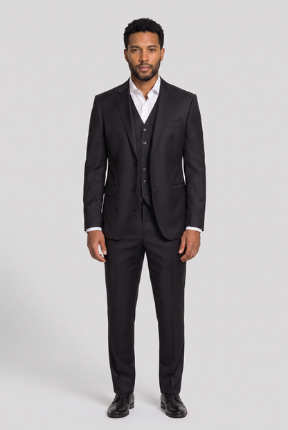 Terno 3 pecas preto poliviscose - frente