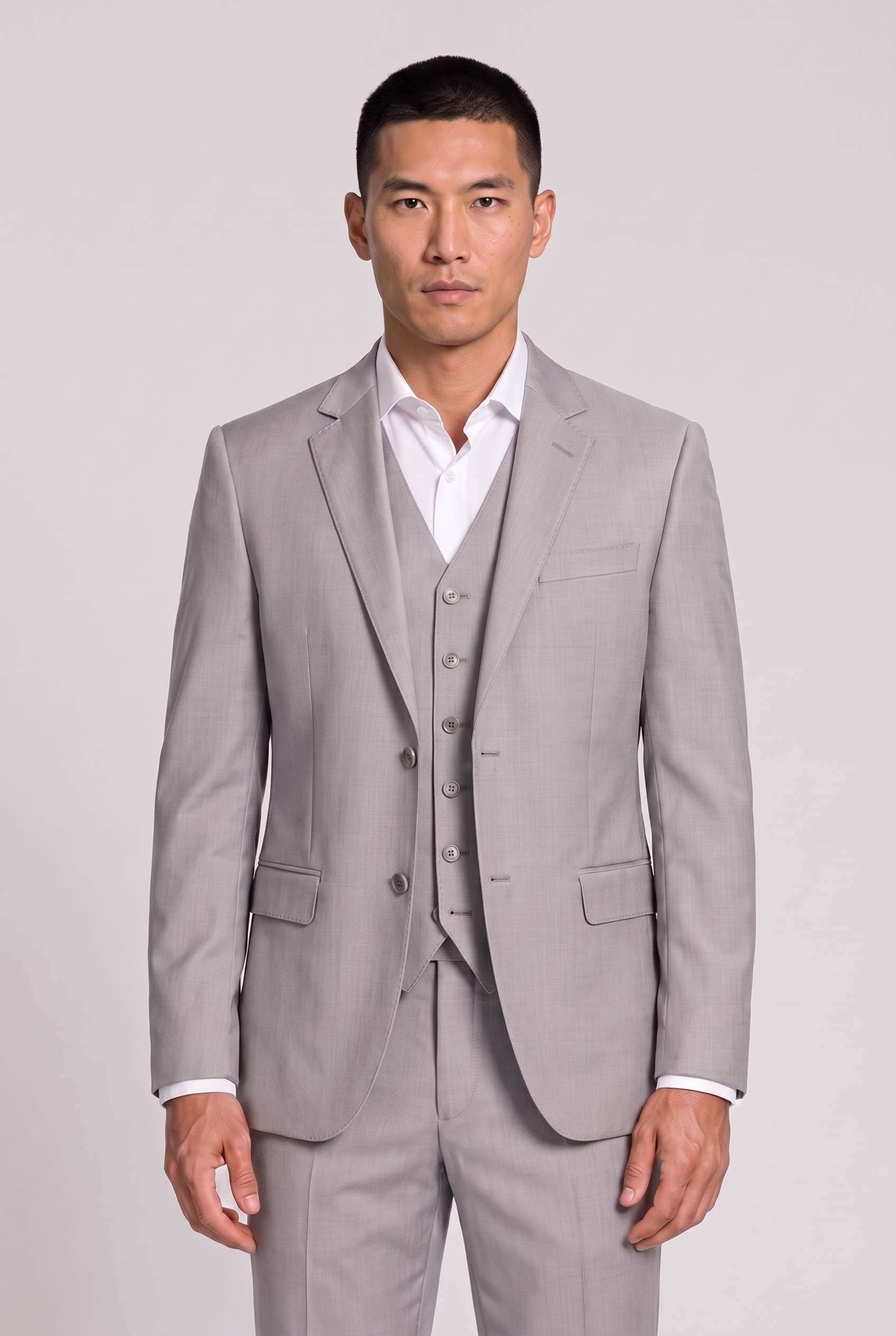 Blazer Lã Fria Cinza Claro - frente