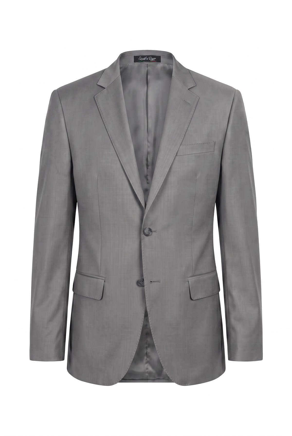 Costume Plus Size Slim Italiano Poliviscose - Cinza Médio
