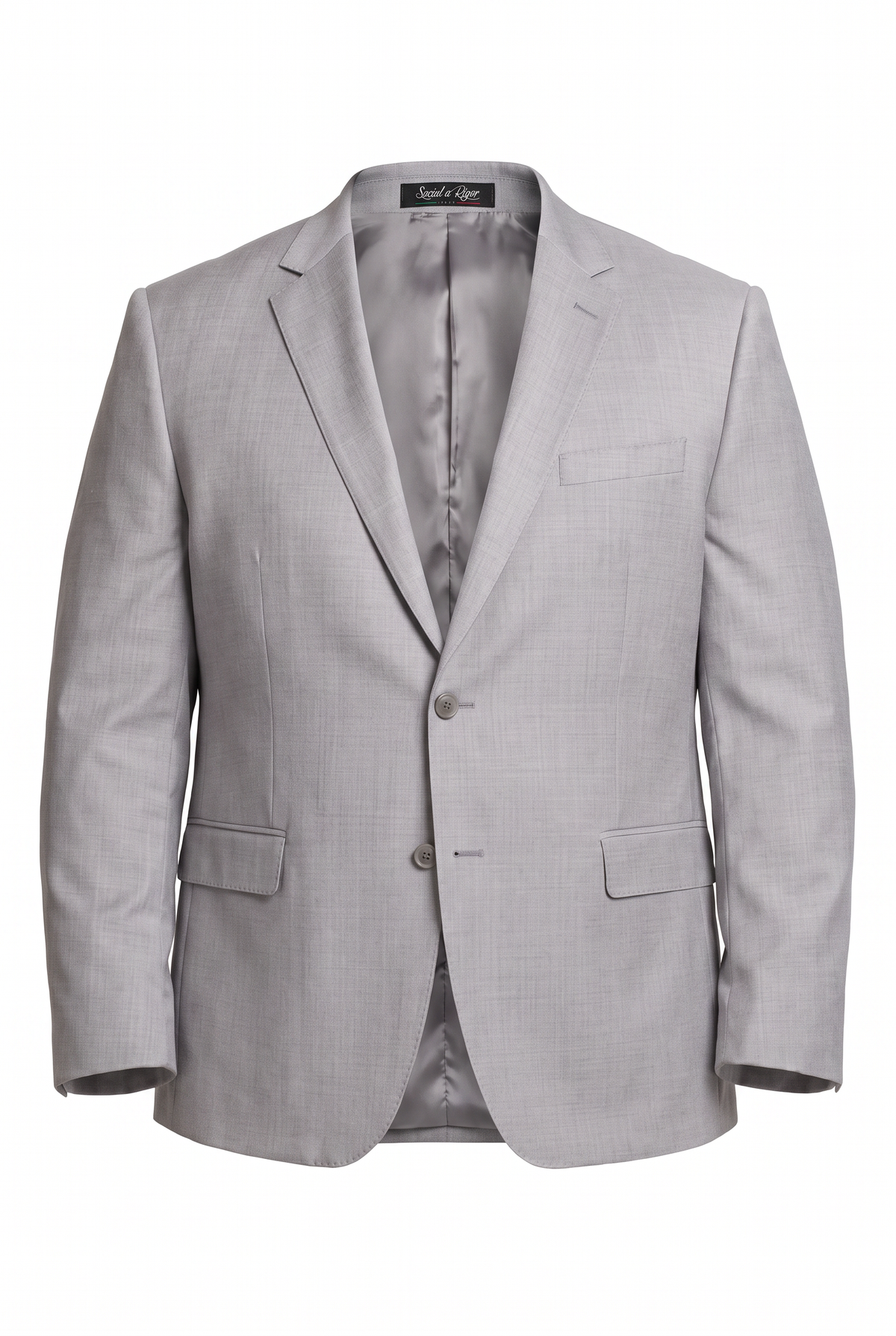 Costume Plus Size Slim Italiano Lã Fria - Cinza Claro