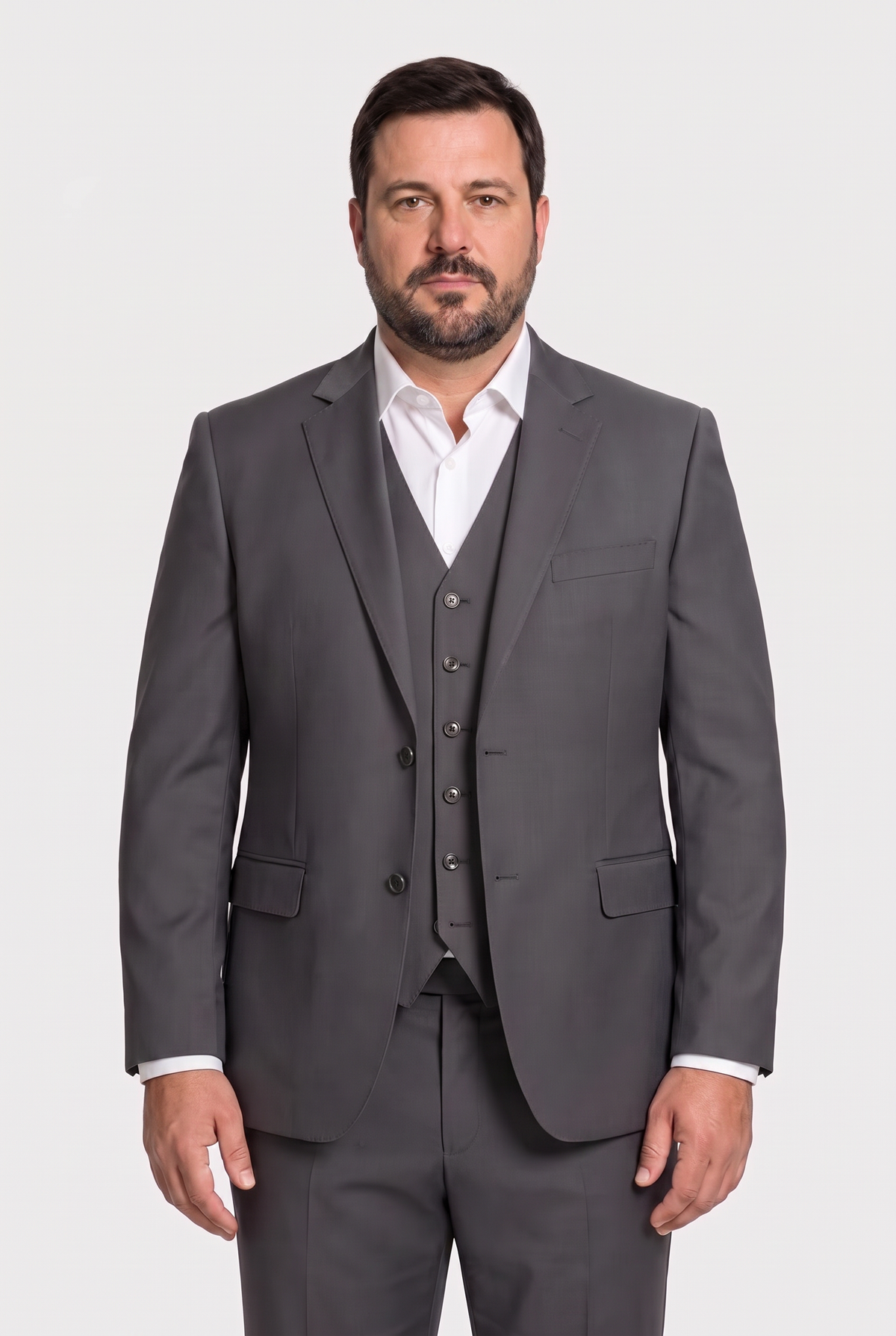 Terno Plus Size Regular Italiano Microfibra - Chumbo