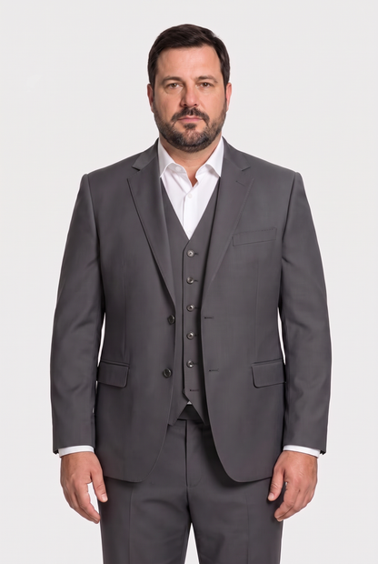 Terno Plus Size Regular Italiano Microfibra - Chumbo
