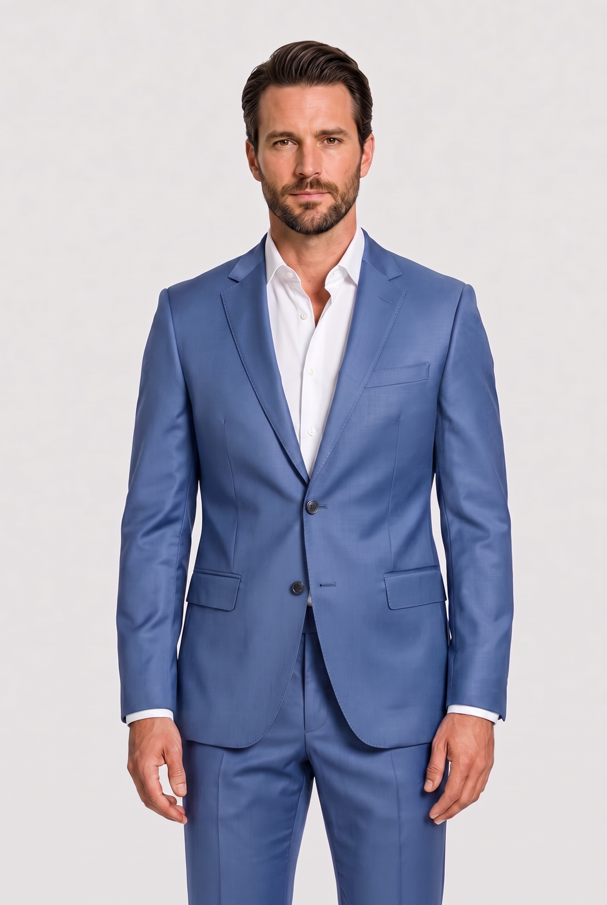 Costume Slim Italiano Poliviscose - Azul Índico