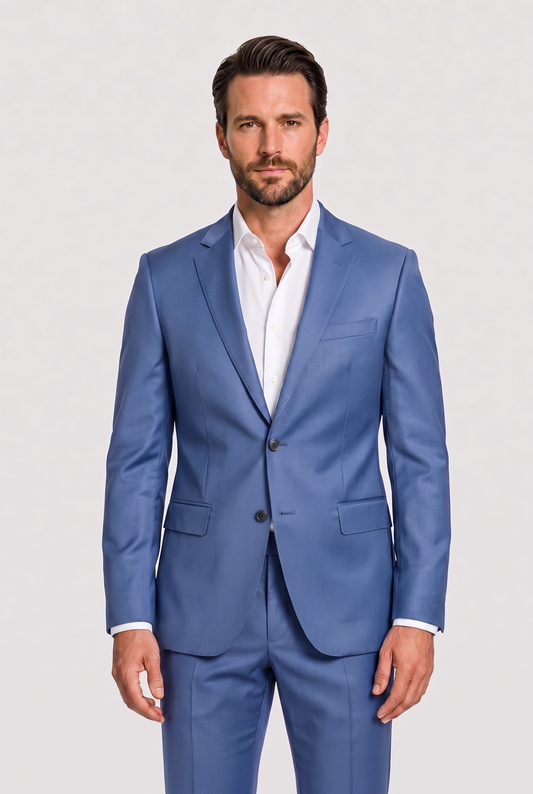 Costume Slim Italiano Poliviscose - Azul Índico