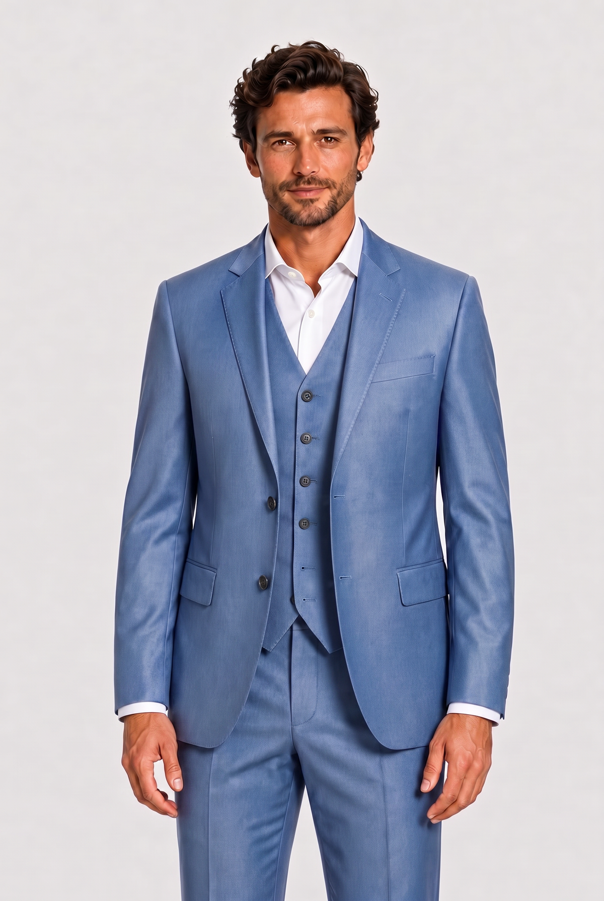 Terno Slim Italiano Poliviscose - Azul Índico