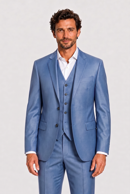 Terno Slim Italiano Poliviscose - Azul Índico