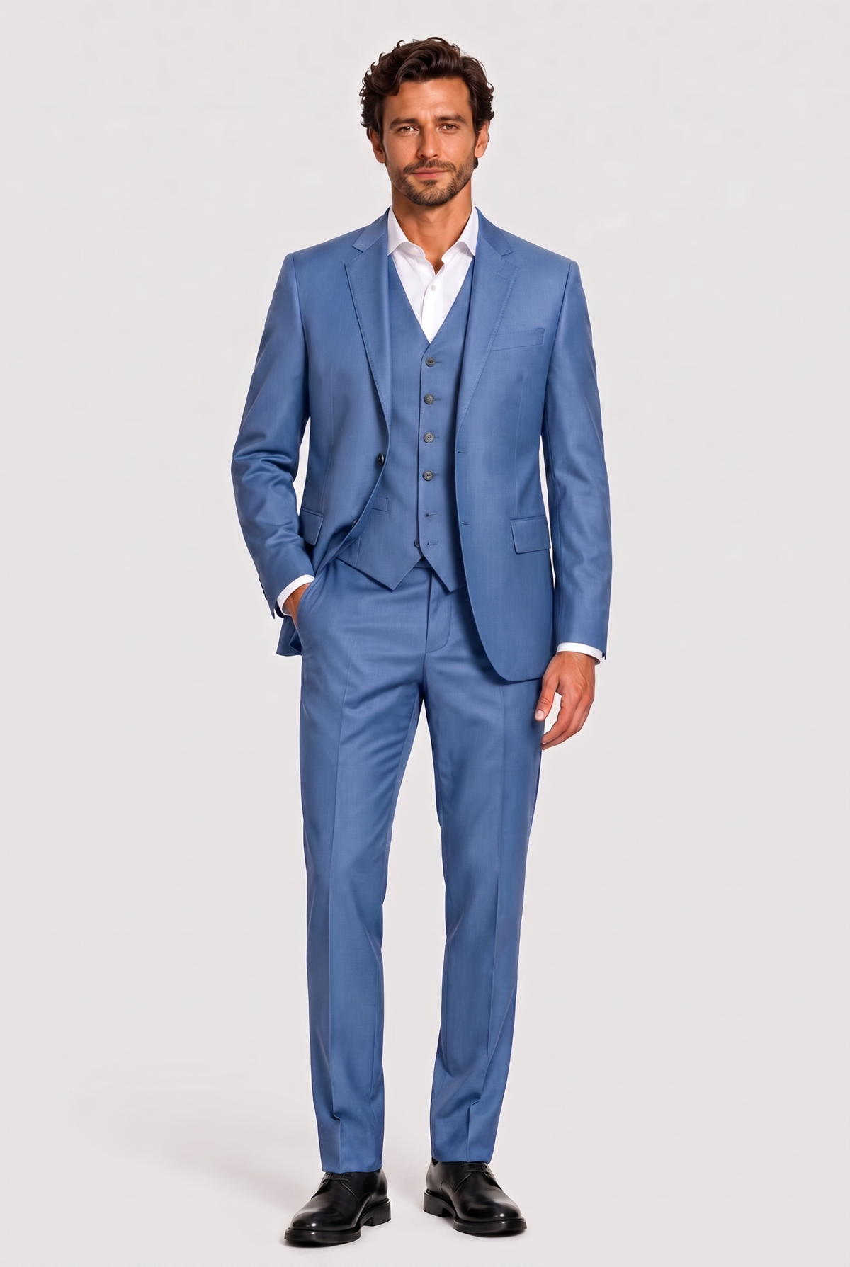 Terno Slim Italiano Poliviscose - Azul Índico