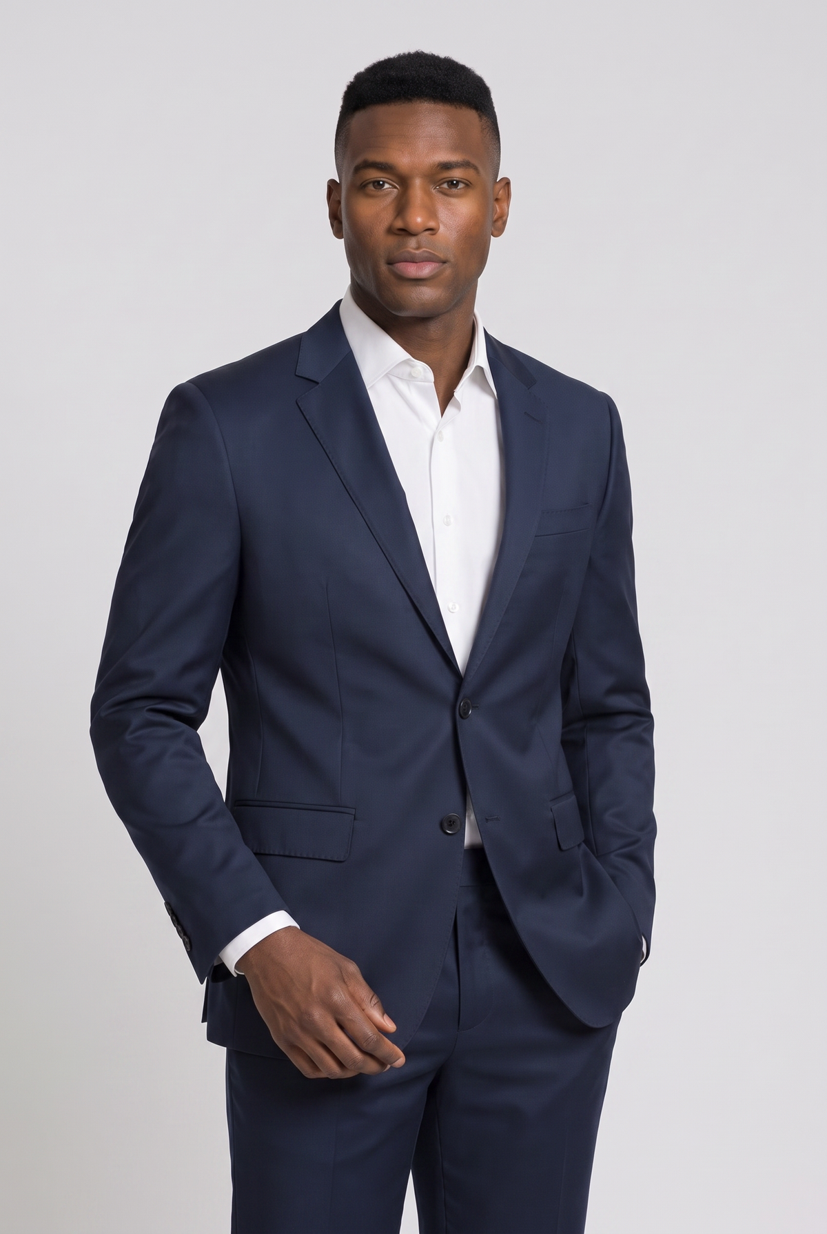 Costume Slim Italiano Poliviscose Azul Marinho - vista tres quartos