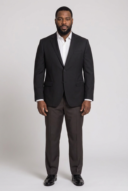 Blazer plus size microfibra preto - modelo frontal