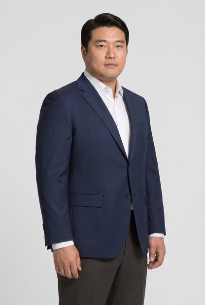 Blazer plus size poliviscose azul marinho - vista tres quartos