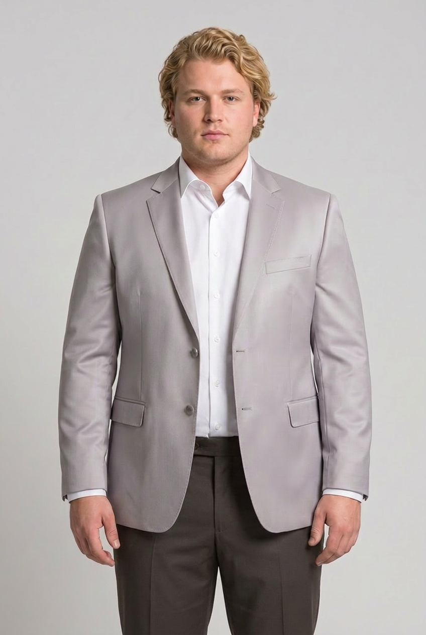 Blazer plus size poliviscose cinza claro - modelo frontal
