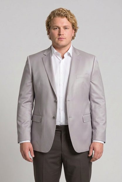 Blazer plus size poliviscose cinza claro - modelo frontal