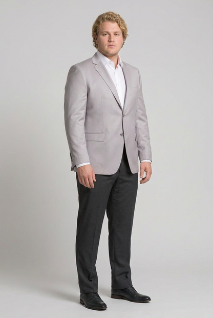 Blazer plus size poliviscose cinza claro - vista tres quartos