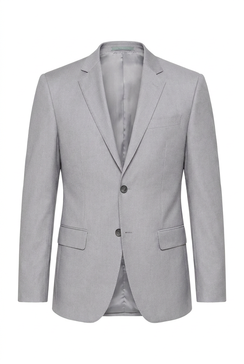 Blazer Slim Italiano Microfibra Cinza Claro - ghost still