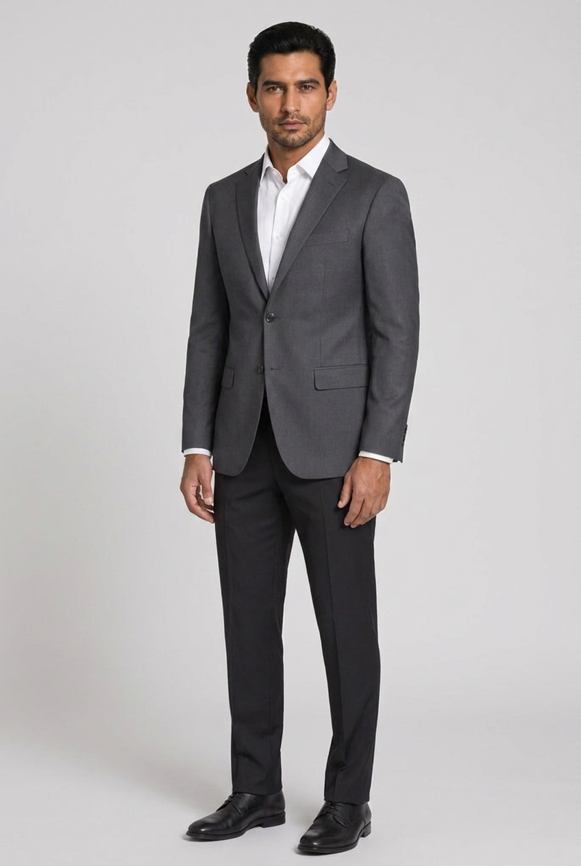 Blazer Slim Italiano Microfibra Chumbo - tres quartos