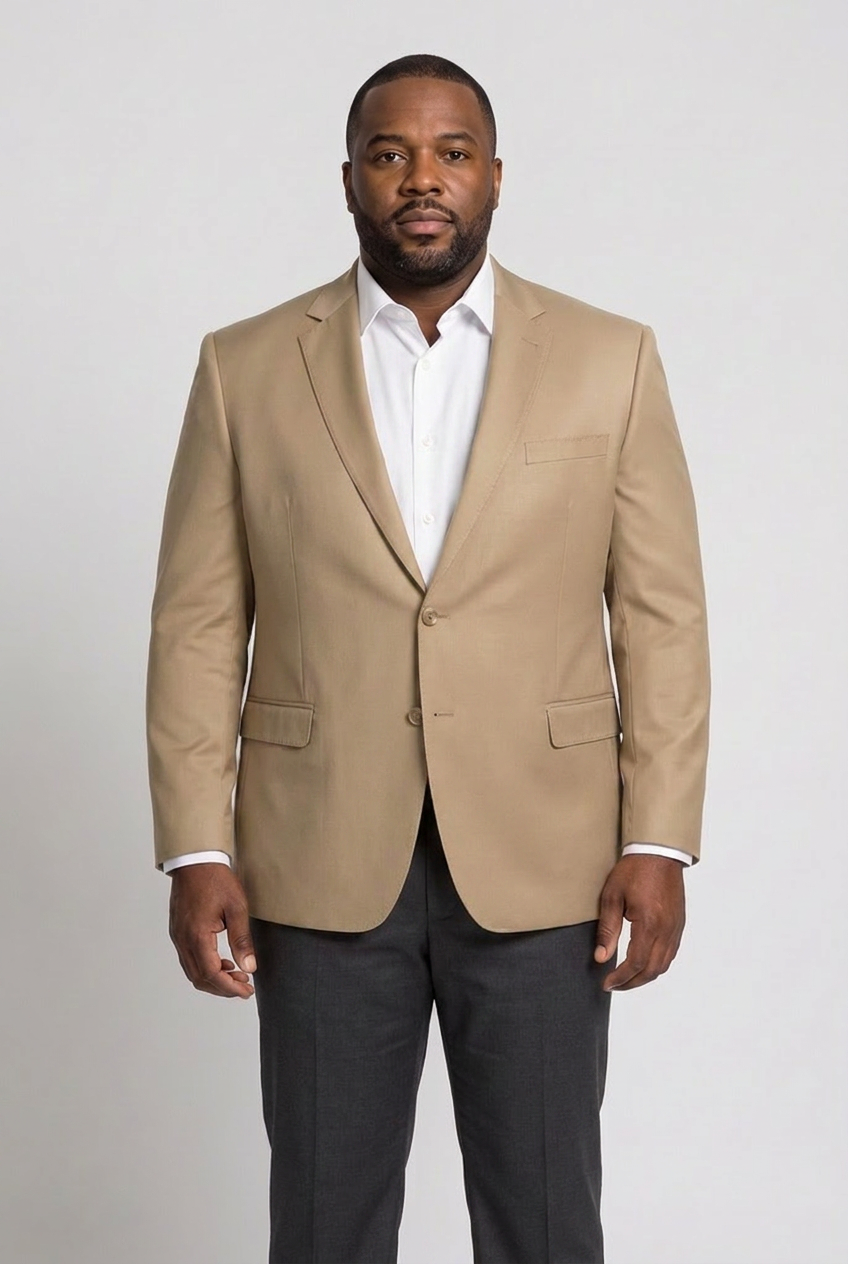 Blazer plus size poliviscose caqui - modelo frontal