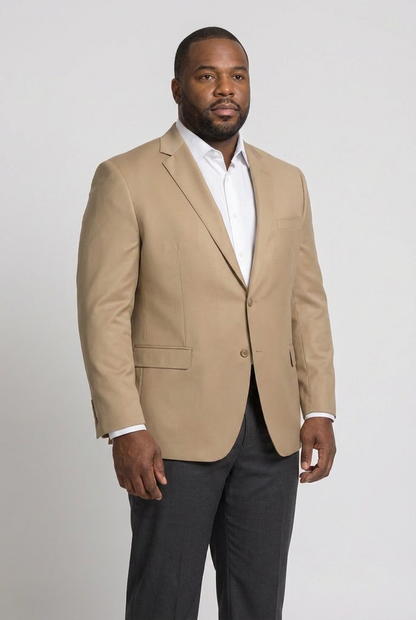 Blazer plus size poliviscose caqui - vista tres quartos